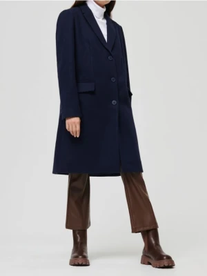 Sinsay - Długi płaszcz z domieszką wełny - granatowy