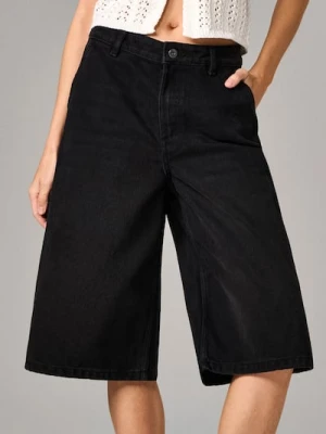 Sinsay - Długie bermudy jeansowe - czarny