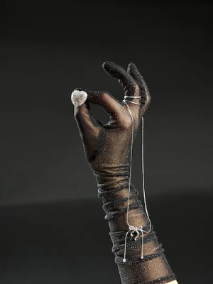 Zdjęcie produktu Sinsay - Długie rękawiczki z kryształkami - czarny