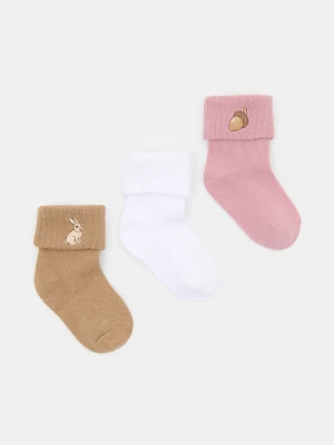 Sinsay - Długie skarpetki z haftem 3 pack - wielobarwny