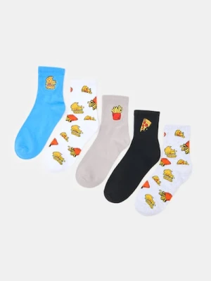 Sinsay - Długie skarpetki z motywem fast food 5 pack - wielobarwny