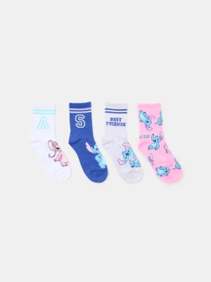 Sinsay - Długie skarpetki z nadrukiem Stitch 4 pack - różowy