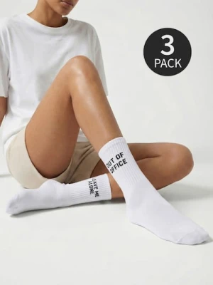 Sinsay - Długie skarpetki z napisami 3 pack - biały