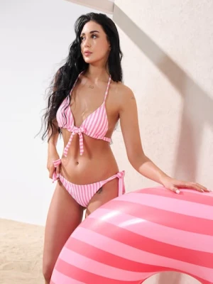 Sinsay - Dół od bikini w paski - wielobarwny