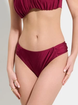 Sinsay - Dół od bikini z marszczeniem - bordowy