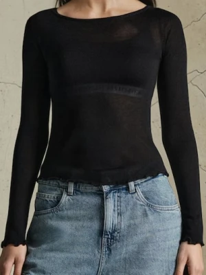 Sinsay - Dopasowana bluzka basic - czarny