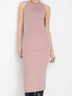 Sinsay - Dopasowana dzianinowa sukienka midi - fioletowy