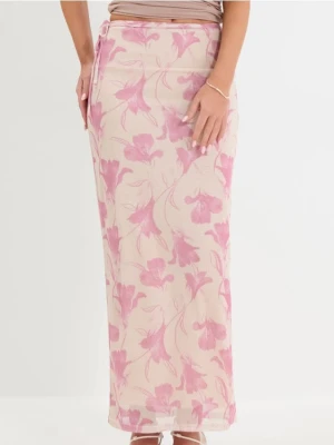 Sinsay - Dopasowana spódnica maxi w kwiaty - wielobarwny