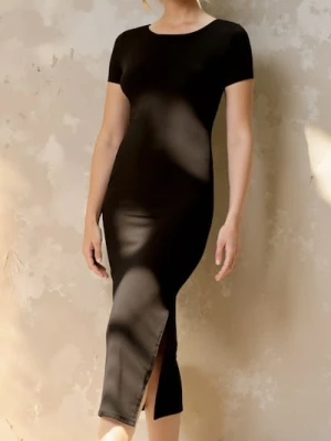 Sinsay - Dopasowana sukienka midi - czarny