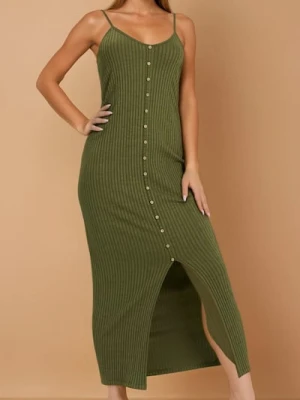 Sinsay - Dopasowana sukienka na ramiączkach z lyocellem - zielony