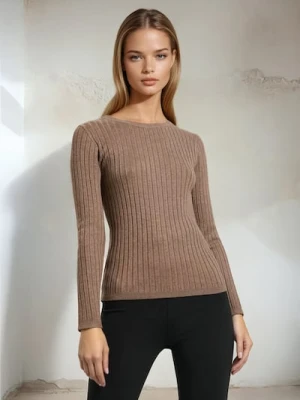 Sinsay - Dopasowany sweter z długimi rękawami - brązowy