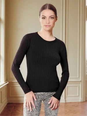 Sinsay - Dopasowany sweter z długimi rękawami - czarny