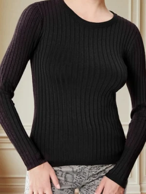 Sinsay - Dopasowany sweter z długimi rękawami - czarny