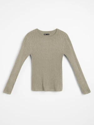 Sinsay - Dopasowany sweter z długimi rękawami - zielony