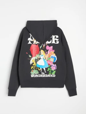 Zdjęcie produktu Sinsay - Dresowa bluza hoodie z nadrukiem na plecach Alice in Wonderland - szary