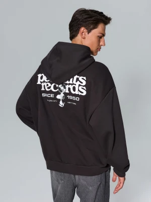 Sinsay - Dresowa bluza hoodie z nadrukiem na plecach Snoopy - szary