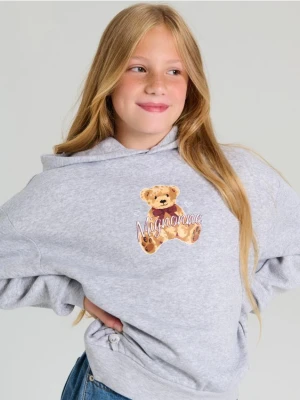 Sinsay - Dresowa bluza hoodie z nadrukiem na plecach - szary