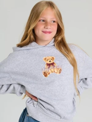 Sinsay - Dresowa bluza hoodie z nadrukiem na plecach - szary