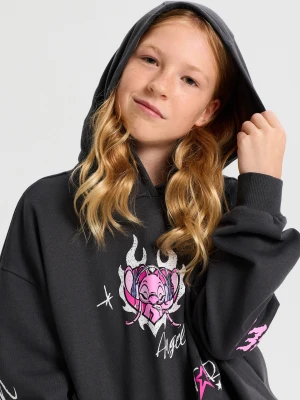 Sinsay - Dresowa bluza hoodie z nadrukiem Stitch - szary