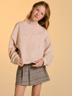 Sinsay - Dresowa bluza z haftowanym napisem - beżowy