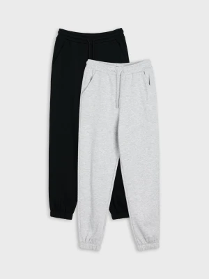 Sinsay - Dresowe spodnie jogger loose fit 2 pack - szary