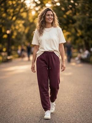 Sinsay - Dresowe spodnie jogger terry - czerwony