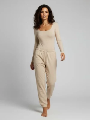 Sinsay - Dresowe spodnie jogger terry - kremowy