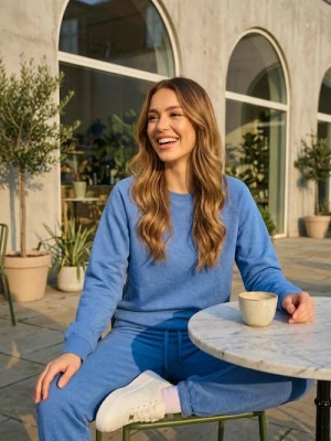 Sinsay - Dresowe spodnie jogger terry - niebieski