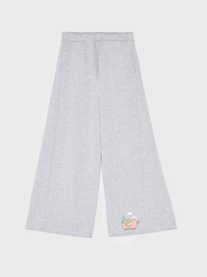 Sinsay - Dresowe spodnie wide leg z bawełną Pusheen the Cat - szary