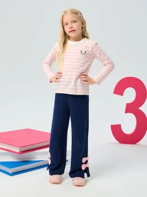 Sinsay - Dresowe spodnie z szeroką nogawką z rozcięciami - granatowy