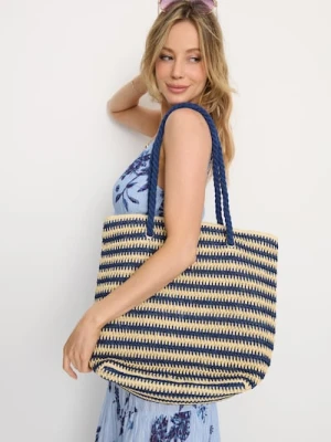 Sinsay - Duża pleciona torba na ramię - wielobarwny