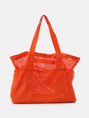 Sinsay - Duża siateczkowa torba tote - pomarańczowy