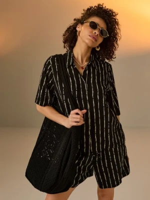 Sinsay - Duża szydełkowa torba na ramię - czarny