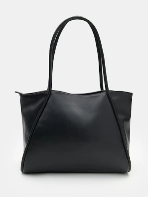 Sinsay - Duża torba shopper z imitacji skóry - czarny