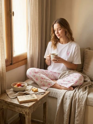 Sinsay - Dwuczęściowa piżama z motywem kokardek i kieliszków - biały