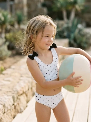 Sinsay - Dwuczęściowy strój kąpielowy w groszki z kokardkami - kremowy