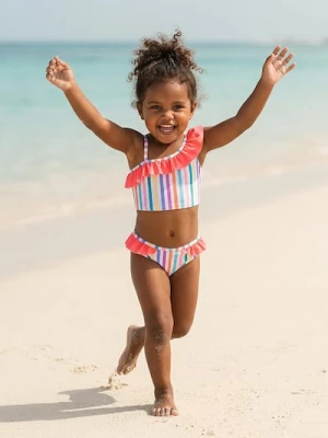 Sinsay - Dwuczęściowy strój kąpielowy w kolorowe paski z falbankami - wielobarwny