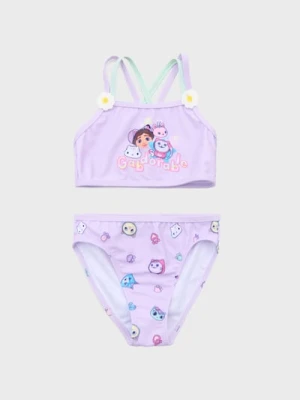 Sinsay - Dwuczęściowy strój kąpielowy z kwiatkami 3D Gabby's Dollhouse - fioletowy
