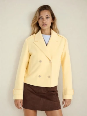 Sinsay - Dwurzędowa kurtka z klapami i pagonami - żółty