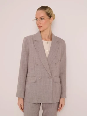 Sinsay - Dwurzędowy żakiet z domieszką wiskozy - beżowy