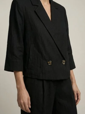 Sinsay - Dwurzędowy żakiet z domieszką wiskozy - czarny