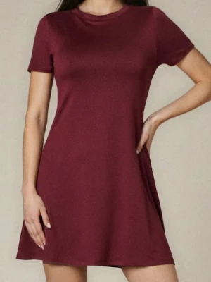Sinsay - Dzianinowa sukienka mini - bordowy
