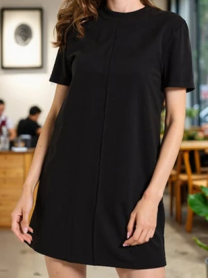 Sinsay - Dzianinowa sukienka mini w prążek - czarny