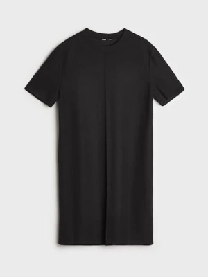 Sinsay - Dzianinowa sukienka mini w prążek - czarny