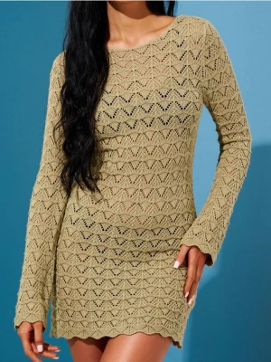 Sinsay - Dzianinowa sukienka mini z bawełny - zielony