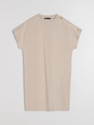 Sinsay - Dzianinowa sukienka mini z domieszką wiskozy - kremowy