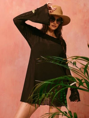 Sinsay - Dzianinowa sukienka plażowa z szerokim rękawem - brązowy