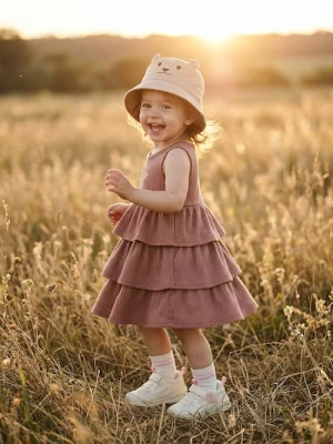 Sinsay - Dzianinowa sukienka z haftem i falbanami - brązowy