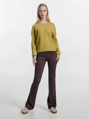 Sinsay - Dzianinowe spodnie flare z przeszyciami - brązowy