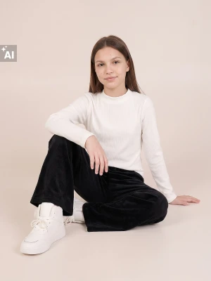 Sinsay - Dzianinowe spodnie wide leg - czarny
